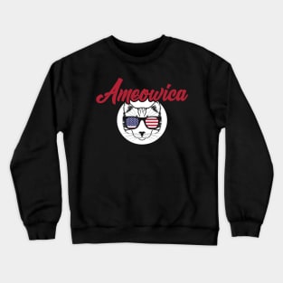 Ameowica Funny Cat American Meow Kitty Cute Kitten Crewneck Sweatshirt